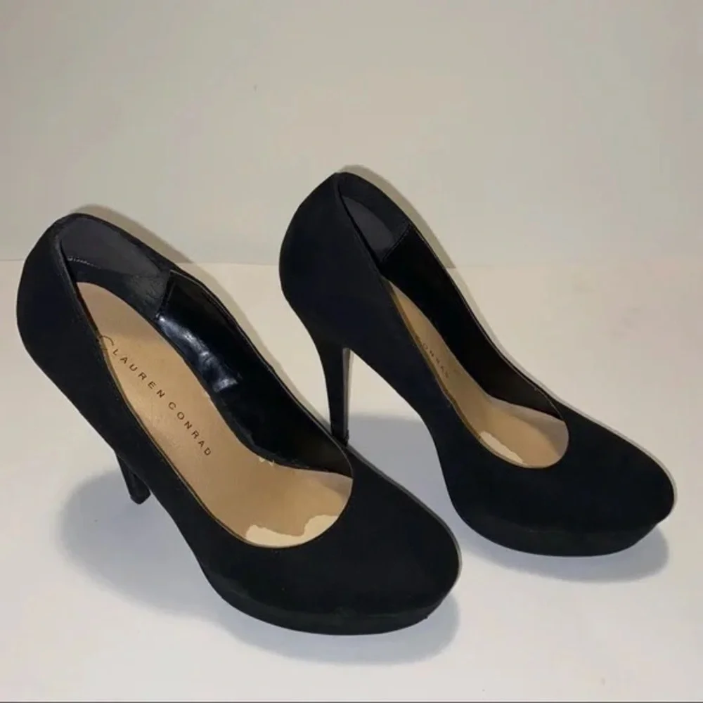 NEW LC Lauren Conrad Black Platform Heels Black 9 - Picture 3 of 6